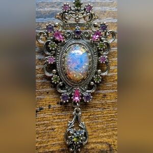 Vintage Sarah Coventry Contessa Brooch Victorian Crown Foil Rhinestones Pin